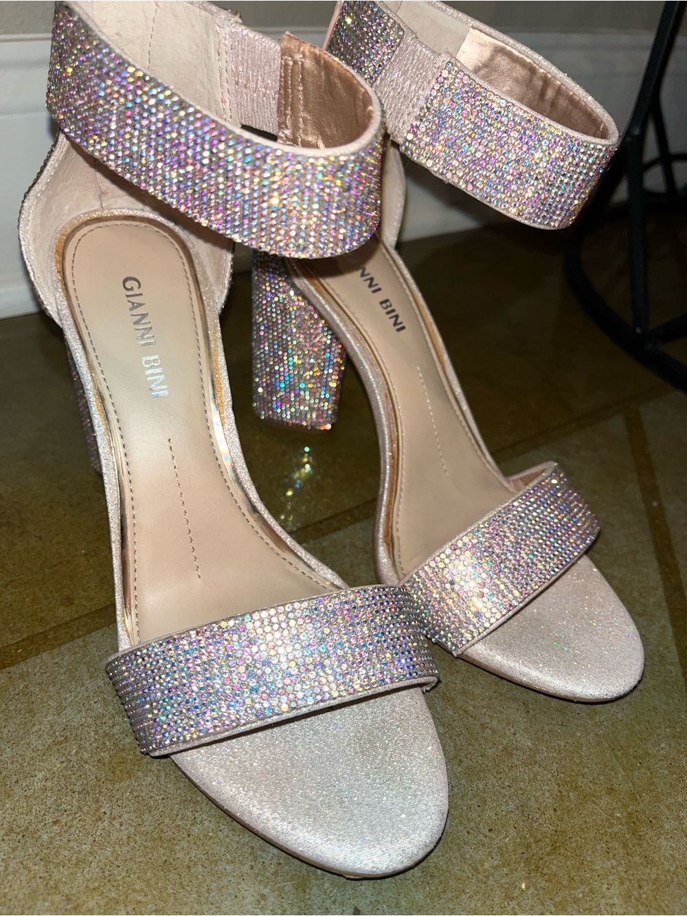 Gianni Bini Rhinestone Block Heel